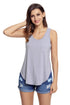 Gray Summer Side Slits Tank Top with Pocket